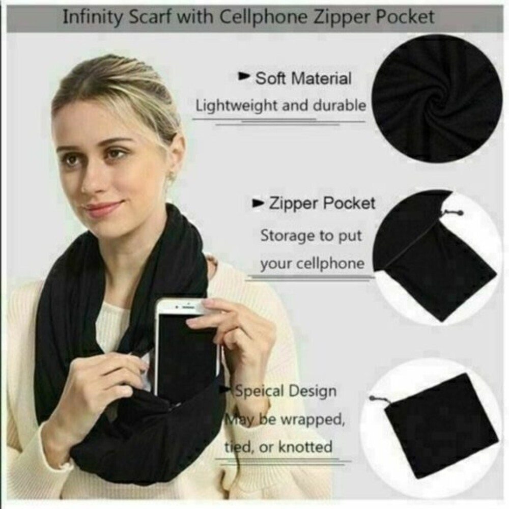 Beyond Yoga pocket infinity scarf Black - Picture 3 of 7
